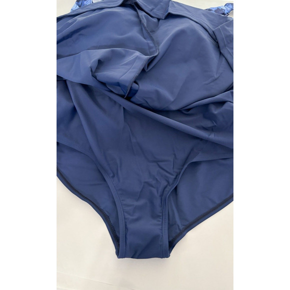 Mazu Apparel Womens Navy Iridescent Bloom Twist Knot One Piece Swimdress 22W NWT - Picture 8 of 12